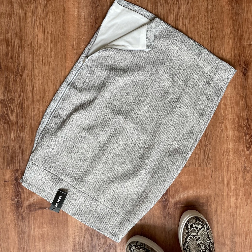Express Light Grey Pencil Skirt New 4